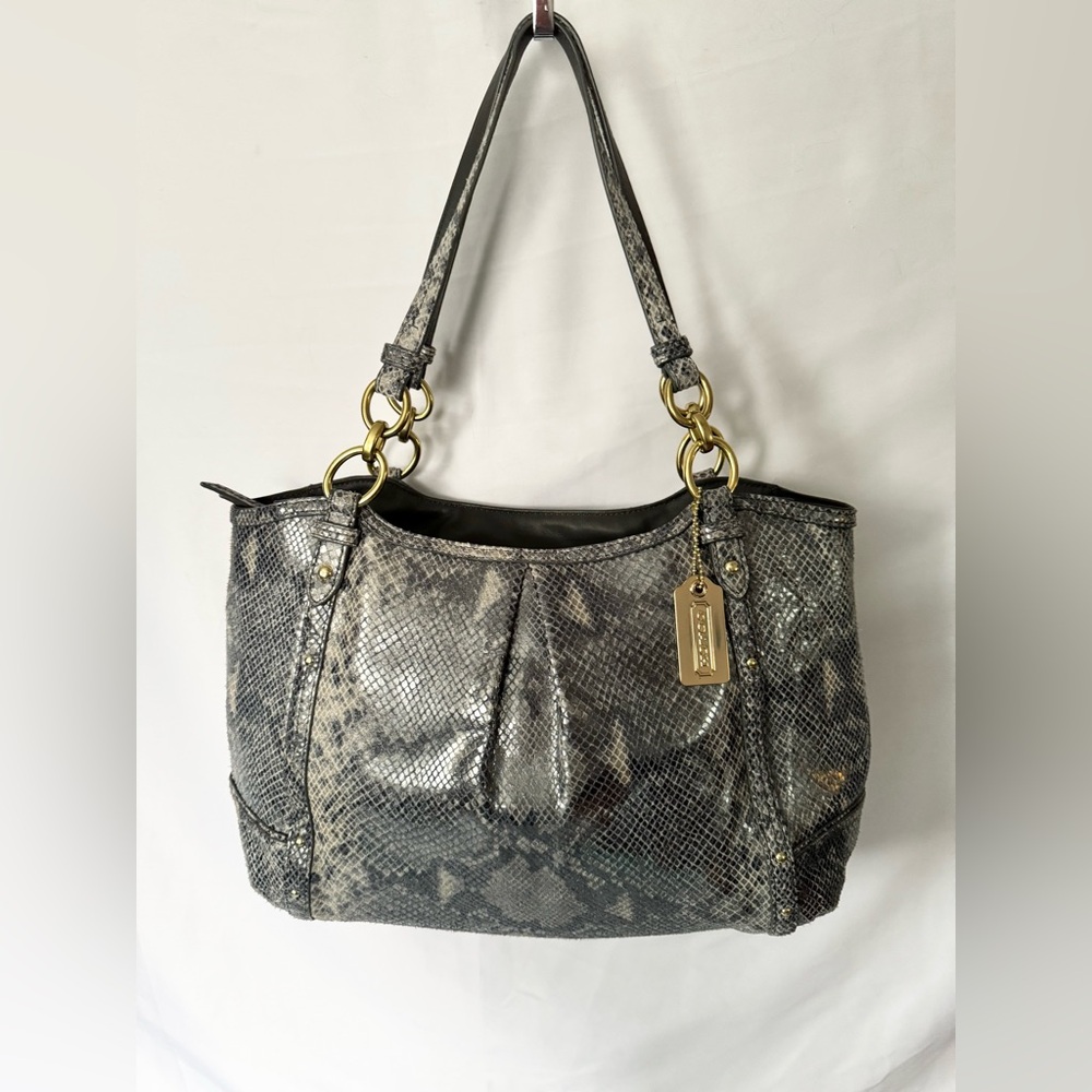 Coach Alexandra EUC python embossed leather tote - image 2